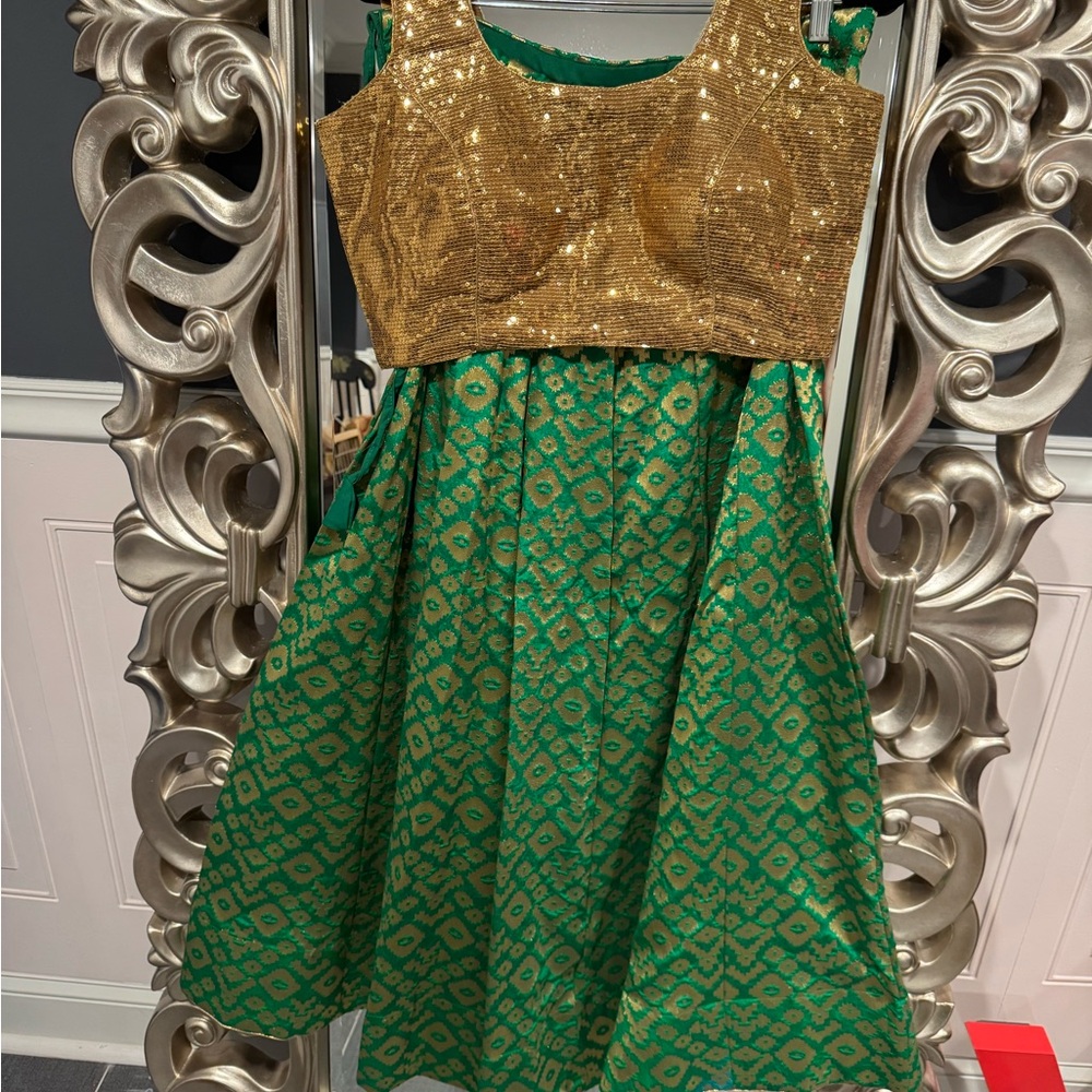 Elegant Green and Gold Lehenga